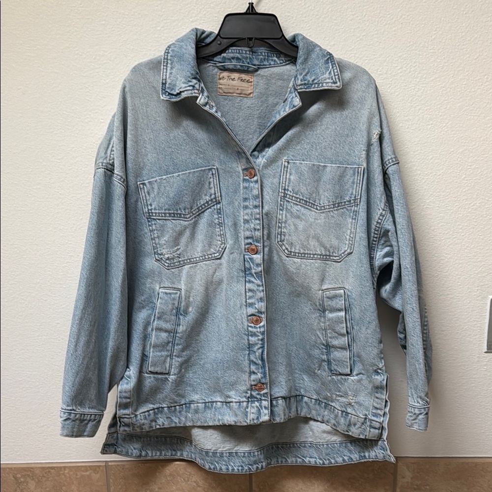 We The Free Blue Oversized Jean Jacket